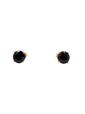 14K Yellow Gold 3.00 Carat Round Blue Sapphire Stud Earrings